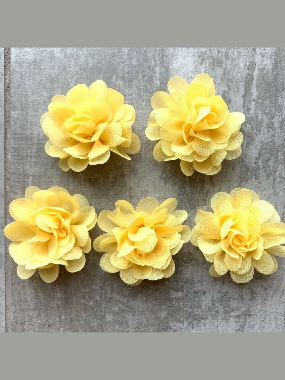 Handmade Set of 5 Chiffon Flower Fridge Refrigerator Magnets Boho Decor Yellow